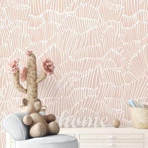 Guvana Pink Wallpaper Peel and Stick Modern Light Pink and White Contact Paper Boho Striped Wall Paper Self Adhesive Waterproof Wallpaper for Bedroom Bathroom Accent Wall Decor Vinyl Roll 17.3"787"