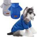 2 Pack Dog Hoodie Warm Hood Dog Sweater Cold Weather Small Dogs Sweatshirt Comfort Pet Clothes for Small Medium Dogs with Pockets Cats Chihuahua Clothes for Male Female Girl Boy Sporty Daily Wear (L (Back: 13.78",Chest: 18.9", 8.8-12.8lbs), Dark Blue+Grey)