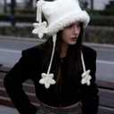 Crochet Hats for Women Y2k Beanies Women's Knitted Cat Ear Hat Crochet Hat for Women Y2k Accessories (White)