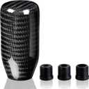 muge racing Carbon Fiber Shift Knob Long Modified Carbon Fiber Stand Head Gear Shift Knobs for Most Automobile with 3 Adapters (Carbon Fibers-Long, Black)