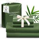 Queen Size Sheet Set, Viscose Bamboo Sheets for Bed Set 4pcs, 100% Viscose Derived from Bamboo, Hotel Luxury Silky & Cooling for Hot Sleepers, Deep Pocket Up to 17", Olive