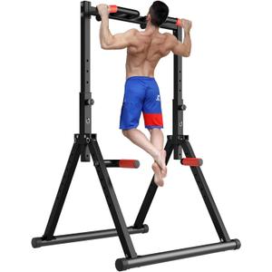 DOBESTS Foldable Power Tower Pull Up Bar Dip Station Adjustable Multifunction Workout Pull Up Tower Station Gym Strength Training Equipment for Home Outdoor, Triangular Legs, Support 700lbs (Black Style 1 - Multifunction Bar)