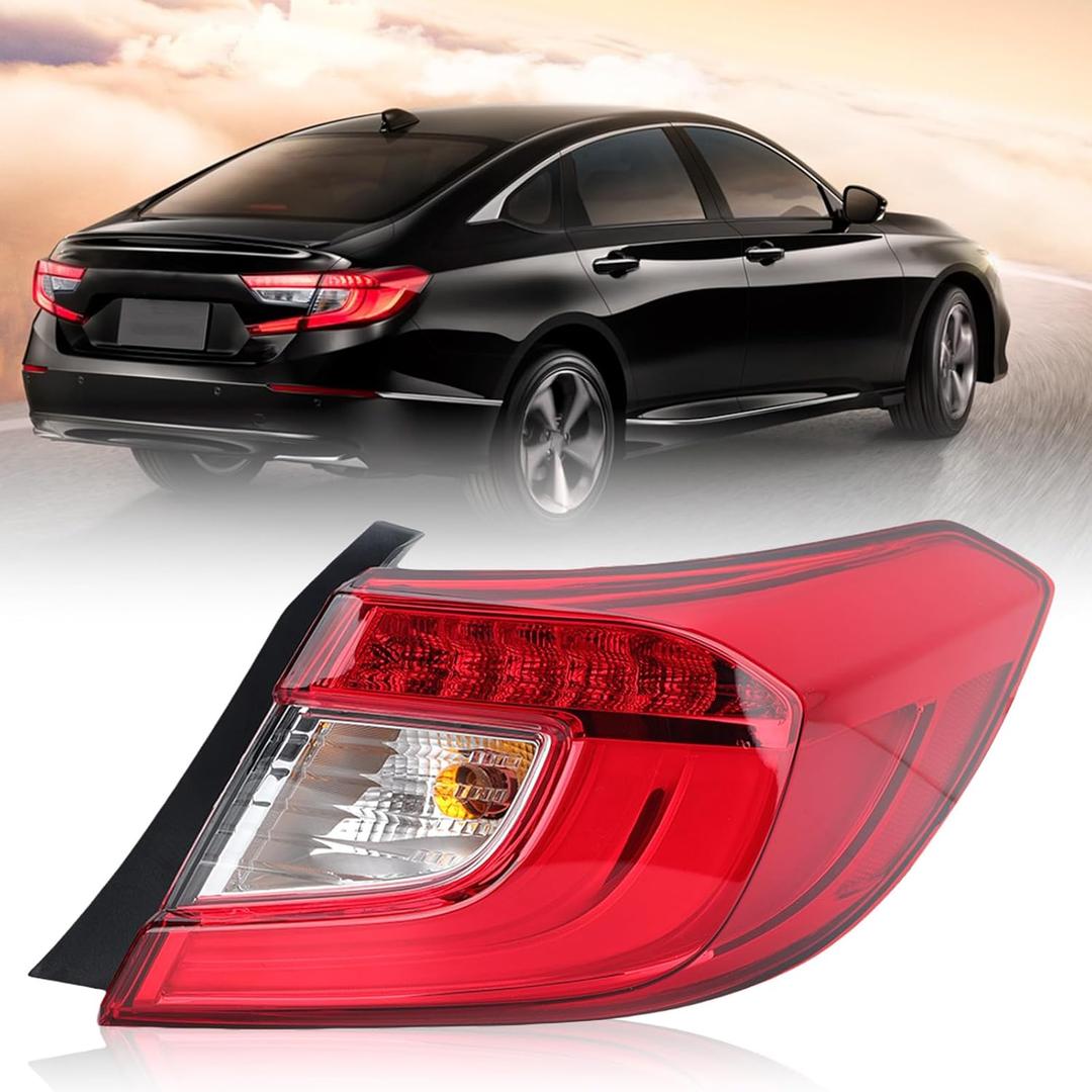 LED Tail Light Compatible with 2018-2022 Honda Accord Sedan Rear Outer Taillamp Assembly Replace 33550TVAA01 HO2805118 Right Passenger Side
