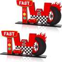 Race Car Fast Two Letter Sign Table Centerpieces for Boys 2nd Birthday Decorations,Boys Two Year Old Birthday Supplies Favors Party Photo Booth Props(2 Set)