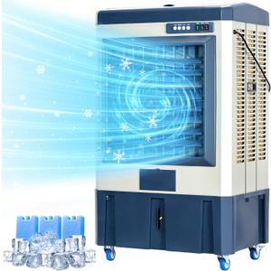 Uthfy 41" Swamp Cooler, 4800 CFM Evaporative Air Cooler with 10.6 Gallon Water Tank, Portable Outdoor Air Conditioner with 3 Ice Pack, 110 Oscillation, 3 Speed for Garage, Yard, Commercial Use