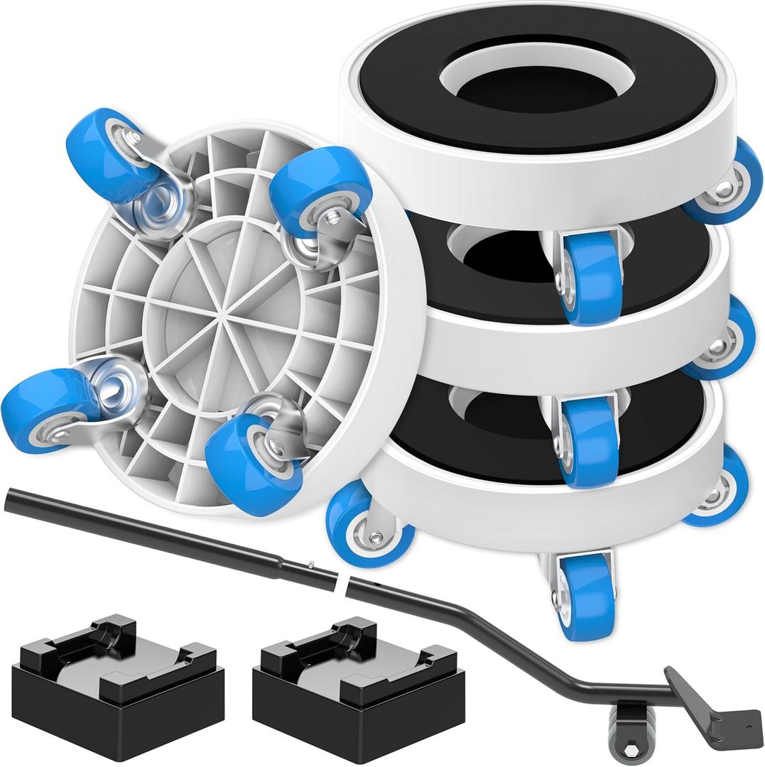 New Upgrade Furniture Movers with Wheels: Furniture Sliders with 360 Rotatable Wheels - Furniture Dolly for Moving Heavy Duty Sofa Bed - Load Capacity Up to 750lb (1.25in wheels Round + 1 pry bar)