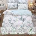 URBONUR Full Size Duvet Cover Sets Light Blue Garden Floral Bedding Comforter Cover, Ultra-Soft & Breathable Duvet Sets for All Season, Button Closure & Corner Ties