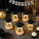 6 Sets Light Up Graduation Centerpieces for Tables,Glass Mason Jar Centerpieces with Grad Caps,Fairy Lights & Stickers,Class of 2026 Table Decorations for Grad Party Supplies