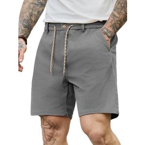 JEMLDL Coarse Corduroy Shorts Mens 7 Inch Inseam Vintage Lounge Shorts Summer Cove Shorts Loose Fit Comfy Sweat Shorts Men with Pockets Dim Gray S