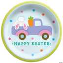 8 1/2" Pastel Happy Easter Disposable Round Paper Dinner Plates - Pack Of 12, 8 Plates Per Pack,  And Napkins Pack Of 16, 16 Napkins Per Pack