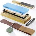 Pack Of 2 Totety Sharpening Stone - Ideal Whetstone & Tumbler Knife Sharpener - Leather Strop Kit with Sharpening - Gifts for Men who Have Everything