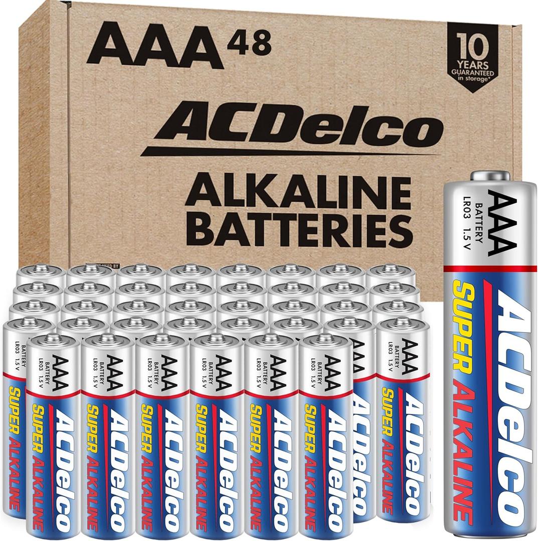 ACDelco 48-Count Triple AAA Batteries, Maximum Power Super Alkaline Battery for Home and Office, 10-Year Shelf Life, Reclosable Packaging