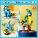 INSOON 3 in 1 Flower Cat Parrot Butterfly Building Set, Animal Figures Building Toy for Home Office Art Decor, 412 PCS Building Block Easter Gift for Kids Boys Girls Ages 6 7 8 9 10 11 12+ Adults