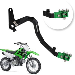 JFG RACING Rear Brake Foot Lever for KLX110 - Aluminum Folding Brake Lever Pedal for KLX110/KLX110L 2010-2023 - Green