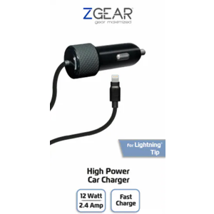 ZGear High Power Lightning Cable Car Charger - Black
