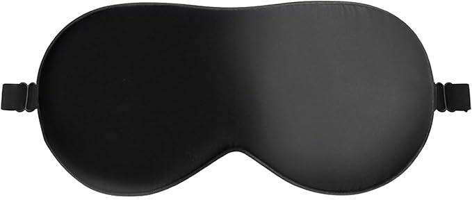 Sleep Mask, Silk Sleeping Mask, Skin-Friendly Sleeping Mask, with Adjustable Strap for Pressure Relief and Deep Sleep (Black)