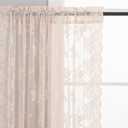 Blush Pink Lace Curtains 36 Inch Length, 2 Panels, W42 x L36 Inch Each, Country Rustic Floral Coquette Lace Cafe Curtains for Kitchen Window, Rod Pocket Privacy Short Sheer Curtain for Small Windows