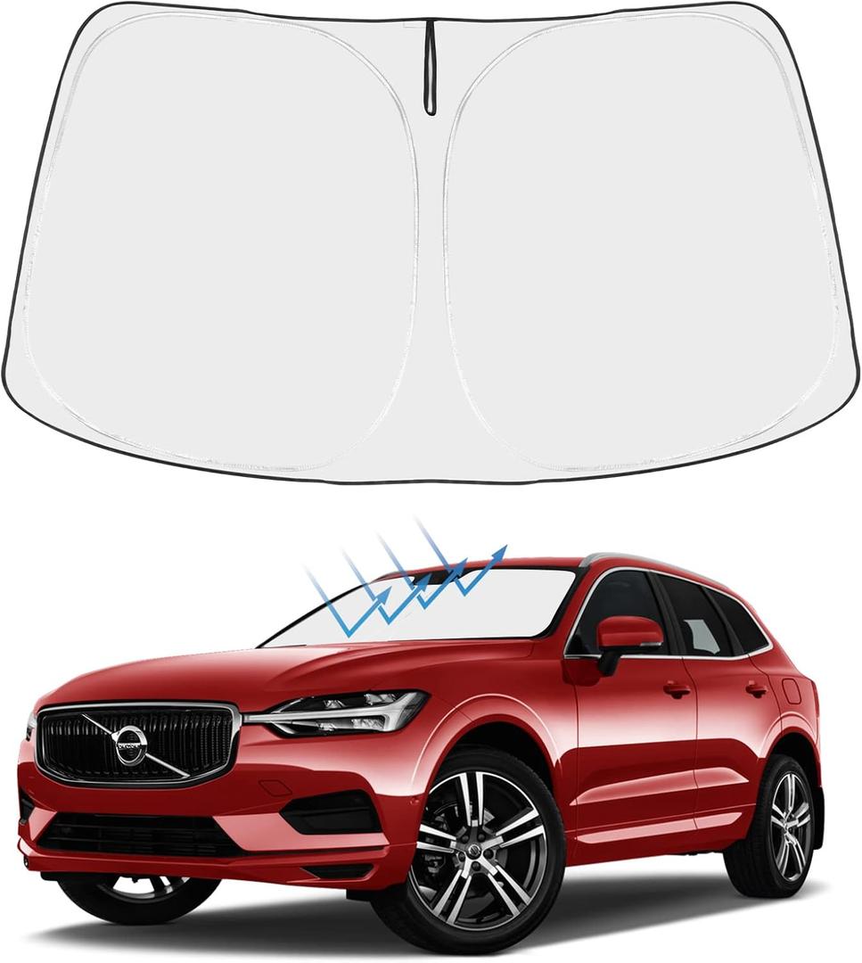 Proadsy Windshield Sun Shade for Volvo XC60 SUV 2018-2024 2025 2026 Foldable Sunshade Protector Blocks UV Rays Keep Car Cooler Accessories