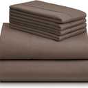 LuxClub 6 PC Queen Sheet Set, Breathable Luxury Bed Sheets, Deep Pockets 18" Eco Friendly Wrinkle Free Cooling Sheets Machine Washable Hotel Bedding Silky Soft - Tree Bark Queen