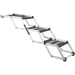 TRIXIE Foldable Aluminum Pet Steps for Dogs Up to 165 Pounds Adjustable from 19.5 to 27.5 Inches
