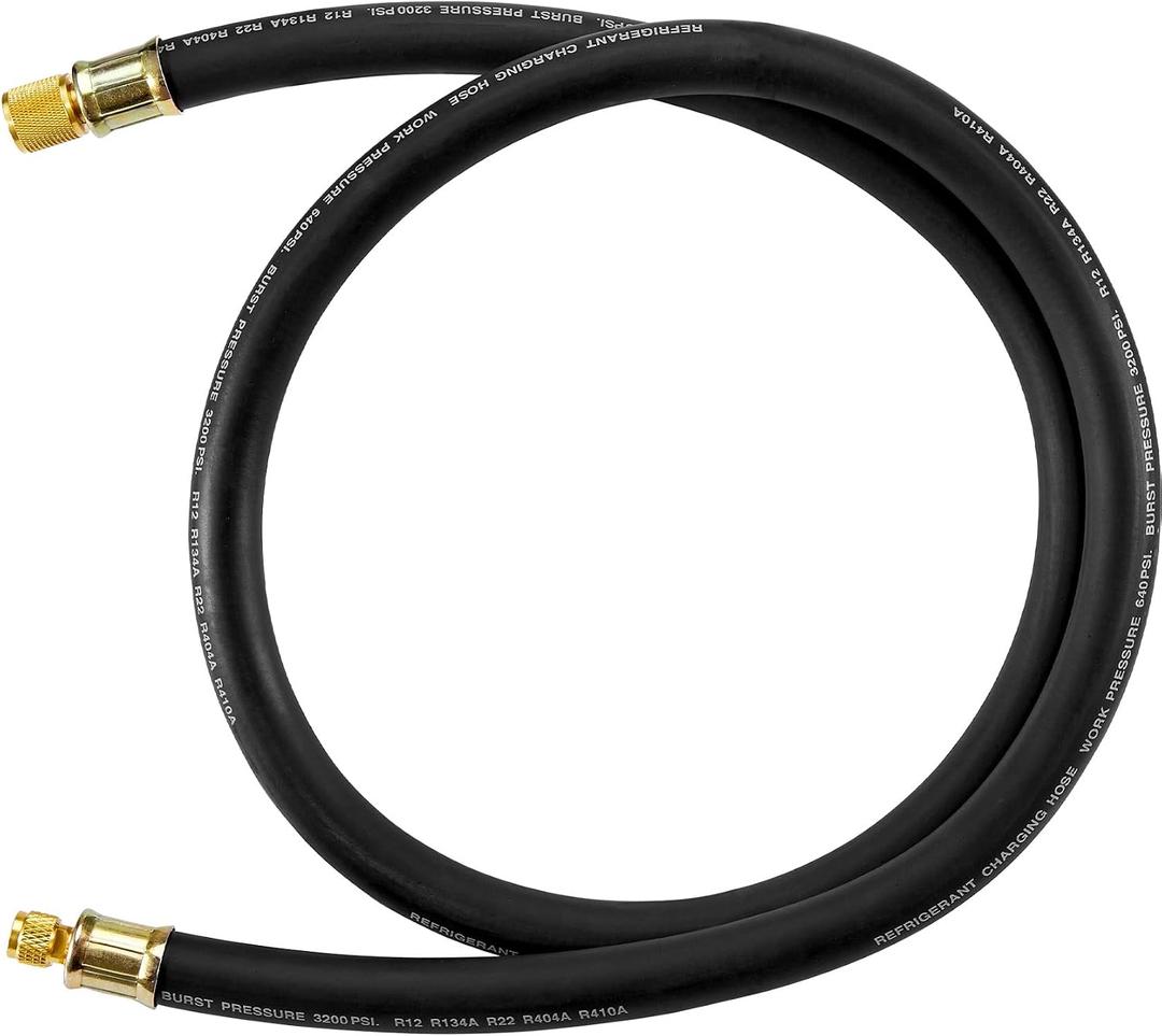 Upgraded 1/2" Diameter Hvac Vacuum Hose, 1/2" to 1/4" Fittings High-Flow Refrigerant Hose Faster HVAC Evacuation and Recovery, 6 Feet Black
