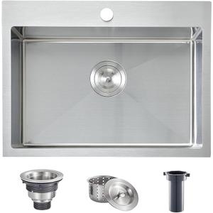 Comllen 22x18 Inch Drop in Kitchen Sink,16 Gauge Topmount RV Small Kitchen Bar Sinks,Stainless Steel Outdoor Prep Single Bowl Workstation Wet Bar Sink