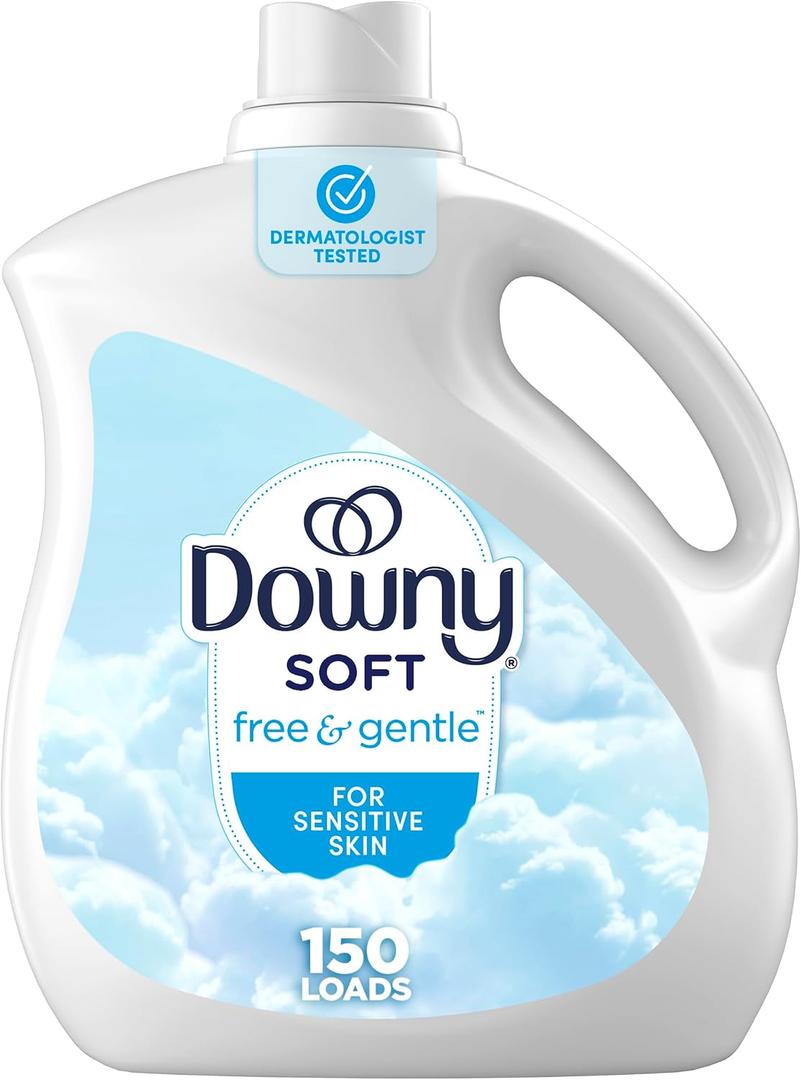 Downy Free & Gentle Liquid Fabric Softener, 111 fl oz, 150 Loads, Hypoallergenic, Sensitive Skin Friendly Fabric Conditioner Liquid