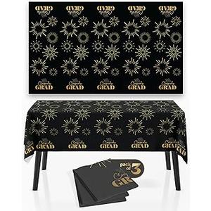 House of Party Graduation Tablecloth 3PCS | 54"x108" Maroon Congrats Grad Tablecloths | Graduation Tablecloth Class of 2024 | Graduation Table Cover Fireworks Design for Graduation Table Decorations