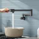 KES Pot Filler Faucet, 25.6" Over Stove Pot Filler with Heat-Resistant Cartridge, Kitchen Pot Filler Faucet Black with Double Joints Swing Arm Wall Mount, Stainless Steel No Lead, KN926S24-BK