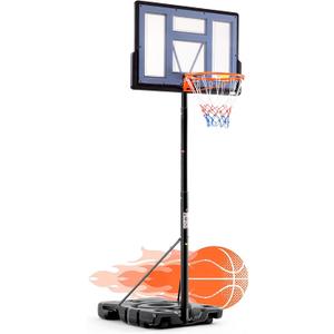 DUMOS 6.1-10FT Adjustable Height Portable Basketball Hoop Outdoor for Adult, 44 Inch Shatterproof Backboard w/Shock Absorbent Rim, Fillable Base, 2 Wheels for Swimming Pool/Indoor, Grey 