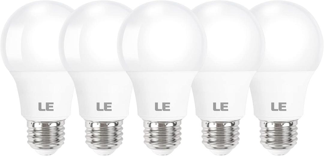 LE LED Light Bulbs 60 Watt Equivalent, 9W 800 Lumens Non-Dimmable, Daylight White 5000K, A19 E26 Standard Medium Base, 10000 Hour Lifetime 5 Count (Pack of 1)