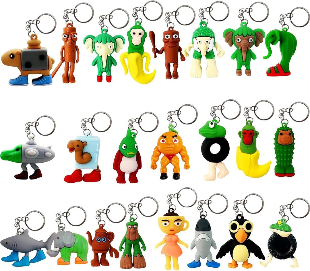 2 x 24PCS Brainrot Toys Italian Memes Keychain Tung Tung Tung Sahur Keychain Tralalero Tralala Toys Figurine Easter Stuffers Gift for Easter Birthday