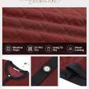 Bebonnie Women's Diamond Quilted Jacket Crew Neck Lightweight Long Sleeve Button Down Winter Coats with Pockets (Red, XL)