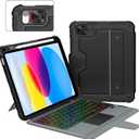 Nillkin Protective iPad A16 11th 10th Gen Case with Keyboard, Portrait/Landscape Modes, Detachable Backlit Keyboard with Larger Trackpad, Camera Cover& Pencil Holder for iPad 11th 2025/10th 2022 10.9"