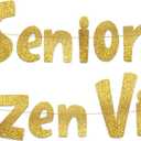 Pre-Strung Senior Citizen Vibes Funny Birthday Gold Glitter Banner - Funny 21st Birthday Decorations for Men and Women - Birthday Party Supplies and Gifts