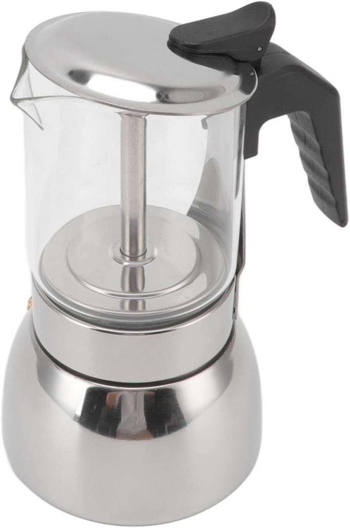 Glass Moka Pot Italian Heat Resistant Washable Healthy Coffee Pot (300ML)