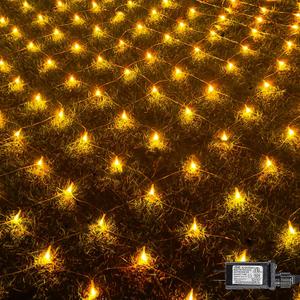 FUNPENY Christmas 360 LED Net Lights, 12 FT x 5FT Clear Wire Christams Outdoor String Lights 8 Modes Waterproof Connectable Xmas Decorations for Indoor Bushes Garden Party Holiday Decor (Warm White)