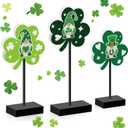 2 x St Patricks Day Decorations, 3 Pcs Lucky Shamrock Wooden Signs for St Patricks Day Decor Centerpieces, Irish Holiday Freestanding Saint Patricks Table Decor for Home Party Tray