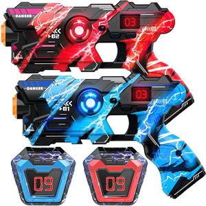 OSALON Laser Tag Guns Set of 2 with Digital LED Score Display Vests Laser Tag Inoor Outdoor Toys for Kids Ages 8 9 10 11 12+ Boys Girls Children Teens Adults Birthday Gifts Toys Christmas Blue/Red