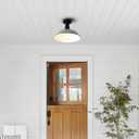 JONATHAN Y 14" Gray/Black 1-Light Industrial LED Semi Flush Mount Ceiling Light for Porch, Kitchen, Entryway, Modern Farmhouse Iron Fixture, White Metal Shade, LED Bulb Included (JYL7617D)