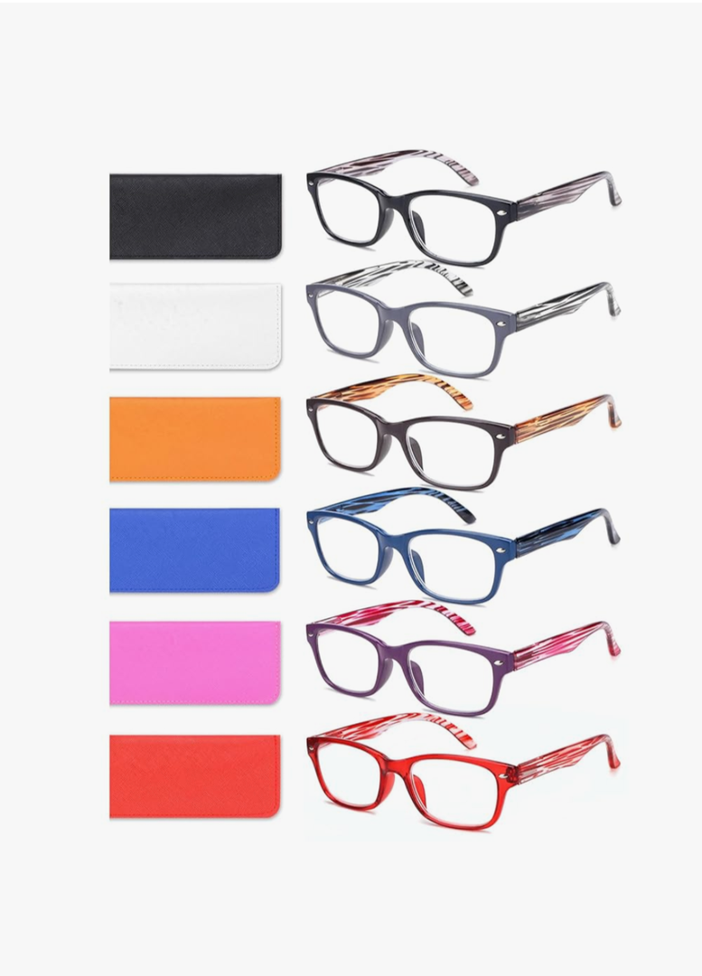 6 Pack Reading Glasses for Women Men Blue Light Blocking Spring Hinge Computer Readers, Anti Eyestrain/Glare