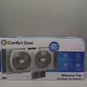 Comfort Zone Twin Window Fan with Reversible Airflow Control, 9 inch, Auto-Locking Expanders, 2 Speed Fan, Dual Fan, Exhaust, Airflow 9.84 ft/sec, Ideal for Home, Kitchen, Bedroom & Office, CZ319WT