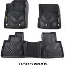 PIT66 Floor Mats for Nissan Rogue 2021 2022 2023 2024 2025(No Sport Models) TPE Custom Fit All Weather Full Cover Protection Cargo Liners Accessories,1st & 2nd Row Car Mats Black