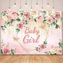 Pink Rose Flower Baby Girl Baby Shower Backdrop Party Decorations,Blush Floral It's Sweet Girl Backdrops Banner Photography Background for Princess Baby Shower Party Photo Booth Supplies 8x6ft