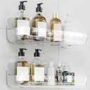 Adhesive Bathroom Shelves, 7 Pack Acryilc No Drill Stick on Shelf