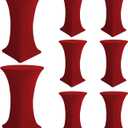 Cocktail Table Covers-Spandex Round High Top Table Cloths 8 Pack 32x43 Inch-Red Stretch Fitted Christmas Tablecloth for Pub Bistro Highboy Party Event Banquet Height Folding Satnding Tables