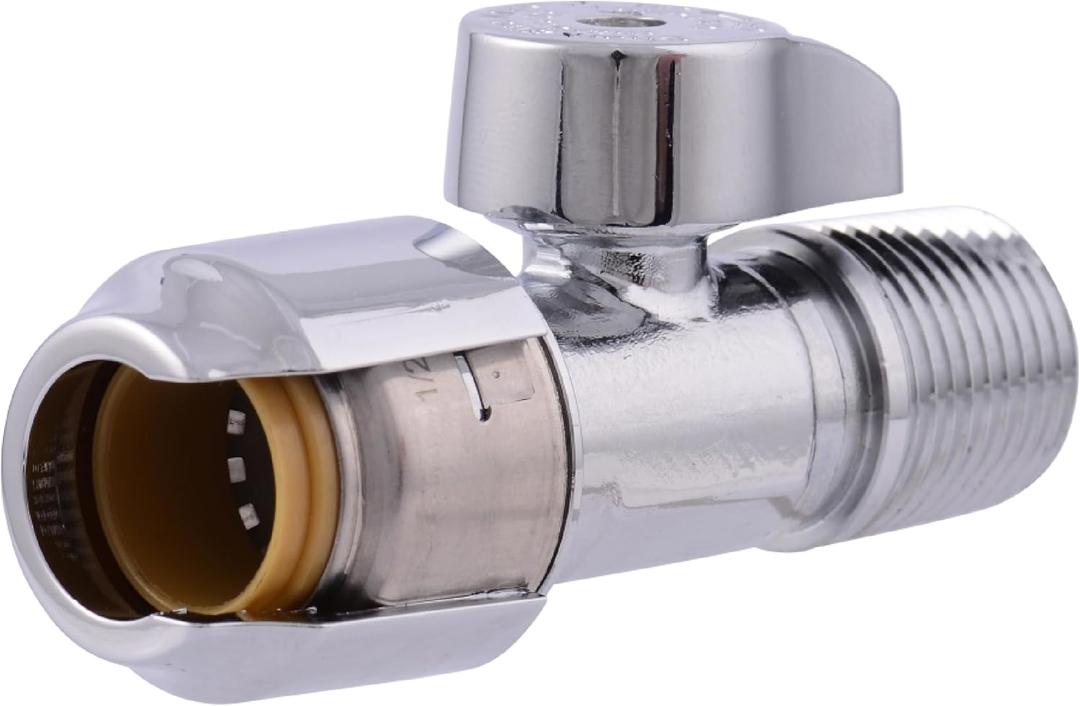 SharkBite Max 1/2 x 1/2 Inch MIP Straight Stop Valve, Quarter Turn, Push to Connect Brass Plumbing Fitting, PEX Pipe, Copper, CPVC, PE-RT, HDPE, UR24947