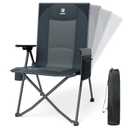 EVER ADVANCED Reclining Camping Chairs for Adult Lightweight, Folding Recliner Chair with Adjustable Back, 4-Level Lounge Chairs, Portable Lawn Chairs for Patio Balcony, Supports 350lbs Grey