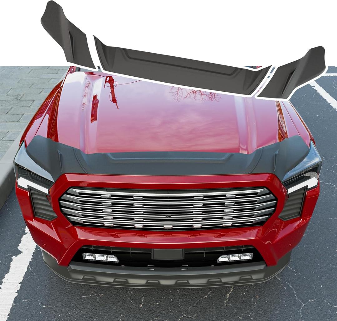 Hood Protector Compatible with 2024-2025 Toyota Tacoma 2025 4Runner Hood Shield ABS 3Pcs Deflector Bugflector Replacement for 2024 Toyota Tacoma Accessories