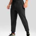 G Gradual Men's Fleece Joggers with Zipper Pockets Winter Warm Pants Water Resistant Athletic Workout Gym Sweatpants for Men (Black, XL)